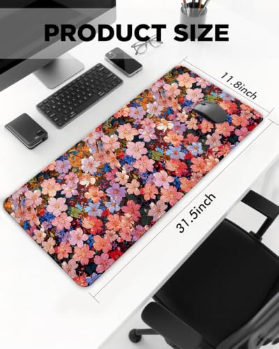 Mouse Pad, Desk Mat, 31.5x11.8in Large Mousepad, Blossoms - color: Blossoms