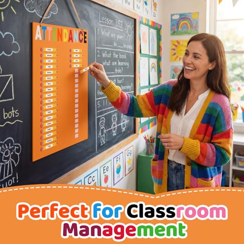 Pencil Classroom Attendance Chart with 36 Pencil Cards Felt