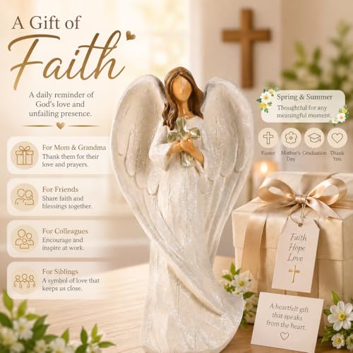 Hodao Cross Angel Figurine Hand-Painted Resin All-Season Gift - style: Holding a cross