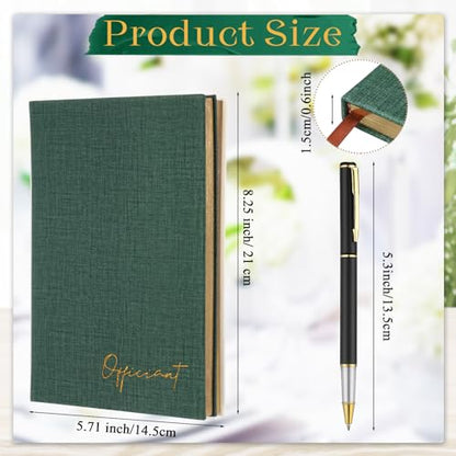 Engrowtic Wedding Officiant Book with Pen 5.25x8.25,Dark Green,Classic - color: Dark Green, style: Classic