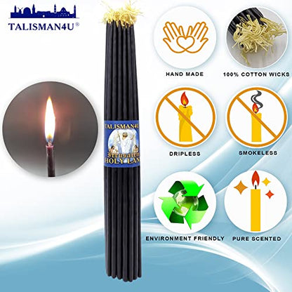 TALISMAN4U 33 Beeswax Taper Candles 11 inch Jerusalem Church Candles - color: Black