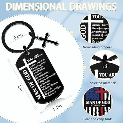 Christian Gifts for Men Bible Verse Keychain for Men Cross Keychain