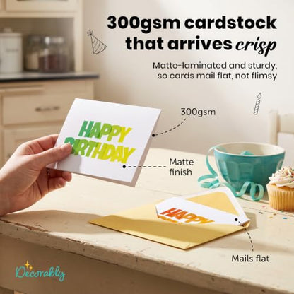 Decorably 50 Pack 6x4in Happy Birthday Cards Bulk, Assorted Designs