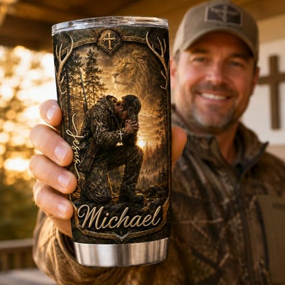 Personalized Christian Gifts For Men - A Child Of God Faith Warrior Christ Man Tumbler V7 - Religious Bible Gifts For Husband, Dad, Grandpa on Fathers Day, Christmas, Birthday - color: CH-VAR-07