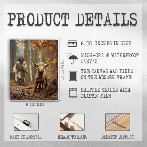 RTVJTERQ Christian Canvas Wall Art, Jesus Running After Lost Lamb Picture, Religious Bible Story Wall Decor for Living Room Bedroom Prayer Room 8x10 Inch Wrapped Canvas - color: Patriotic 01