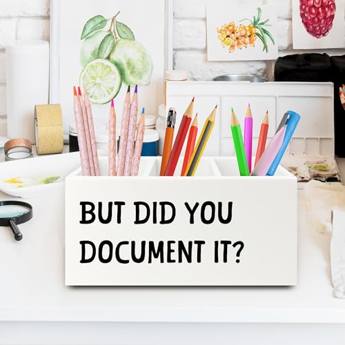 Funny But Did You Document It Pen Pencil Holder Organizer for Desk, HR Human Resources Gifts, Office Humor Gifts, Funny Wooden Box Sign for Office Workplace Desk Tabletop Decorations - color: colour 07