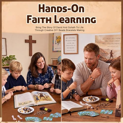 Soulchen 48 Sets David and Goliath Crafts Kit Sunday School Beads Bracelets - style: David Goliath