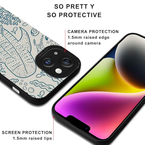 Aesthetics Summer Ocean Whale Phone Case for iPhone 14 Case Girly Pattern Shockproof Soft Protective for Women Men Phone Cover Funda for iPhone 14 6.1 Inch - color: Whale, size: for iPhone 14