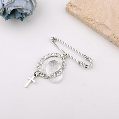 Wedding Double Picture Frame Brooch for Bride Grooms Boutonniece Pin for Wedding Bouquet - color: Color I