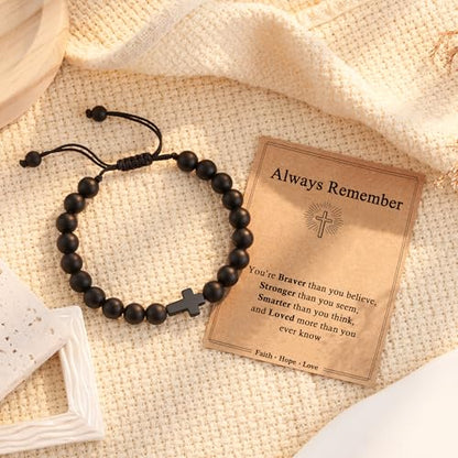 Tarsus Faith Reminder - Cross Bracelet Christian Gifts for Teen Boys Men - style: Always Remember...