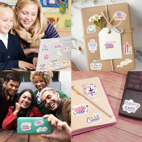 WorldBazaar 100pcs Bible Verse Stickers Bulk Floral Inspirational Jesus
