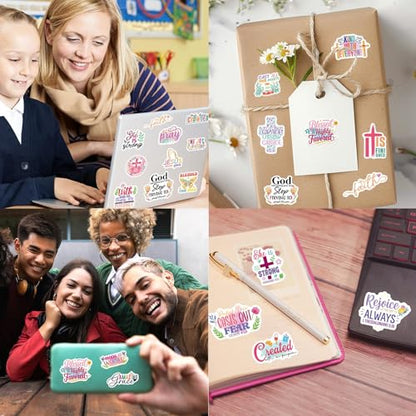 WorldBazaar 100pcs Bible Verse Stickers Bulk Floral Inspirational Jesus