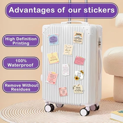 50 Pcs Christian Quotes Sticker Bible Verse Vinyl Stickers Waterproof Positive Decals for Water Bottle Vision Board Planner Notebook Luggage Phone Laptop Birthday Gifts for Women Mom Friends - color: Chritian Quotes