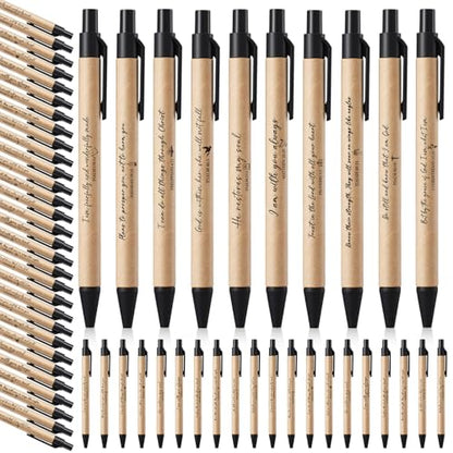 Marspark 100 Pcs Christian Pens Gift Bulk Bible Verse Retractable, Black - color: Black