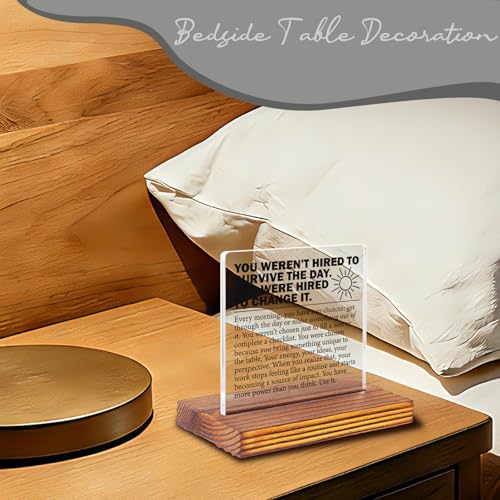 Motivational Office Desk Sign for Coworker Employee Boss, You Weren’t Hired to Survive the Day Inspirational Acrylic Plaque, Leadership Encouragement Gift Decor EC420 - style: Coworker Employee Boss