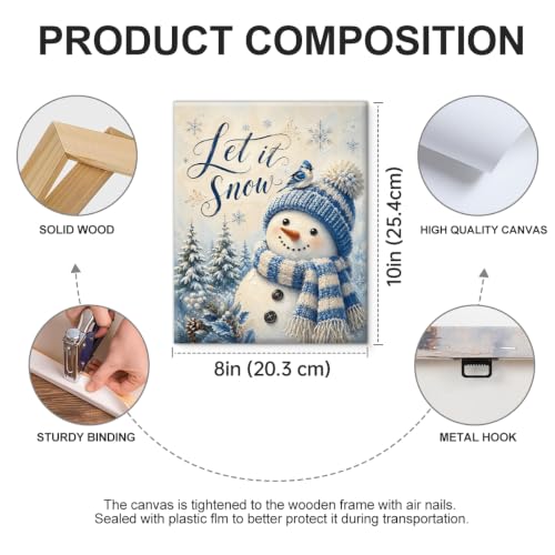 Vintage Christmas Decor Winter Snowman Wall Art Print Christmas Wall Decor - color: color-D