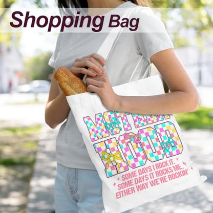 Mama Mom Tote Bag Mom Birthday Gifts Canvas Tote Bag, Reusable Canvas Shoulder Bags for Grocery Shopping, Beach 01 - color: Motherhood01