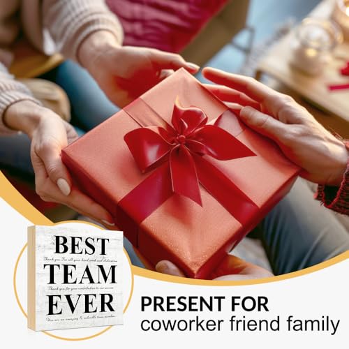 Best Team Ever Motivational Wood Box Sign Gifts for Teammate Leader - color: White-Black
