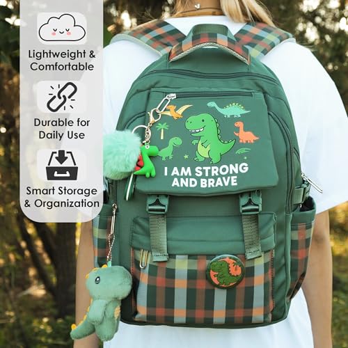 Dinosaur Affirmation Backpacks – Dinosaur Backpack for Boys – Kid Backpack Kids Backpacks – Mochilas Escolares Para Niños – Boys Backpack for Kids – Backpacks for Kids Bookbag - color: Dinosaur