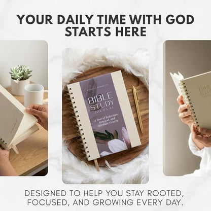 Bible Study Journal – A Year of Reflection, Renewal & Spiritual Growth | 365-Day Guided Scripture Study, Prayer Tracker & Weekly Reflection Prompts | A5 Hardcover, Minimalist & Elegant Design - color: Beige