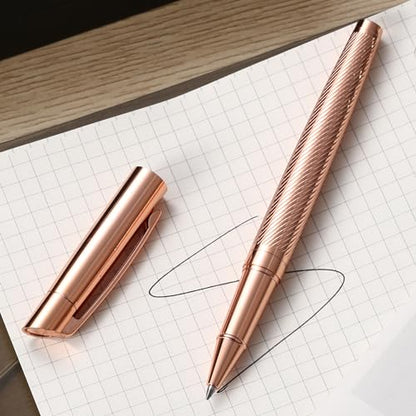 Rollerball Liquid Ink Signature Pens for Women Luxury Box Gel Black Ink Fancy Pen Refillable for Executive Office,Professional,Birthday Nice Gift Penset Rosegold - color: Rose Gold