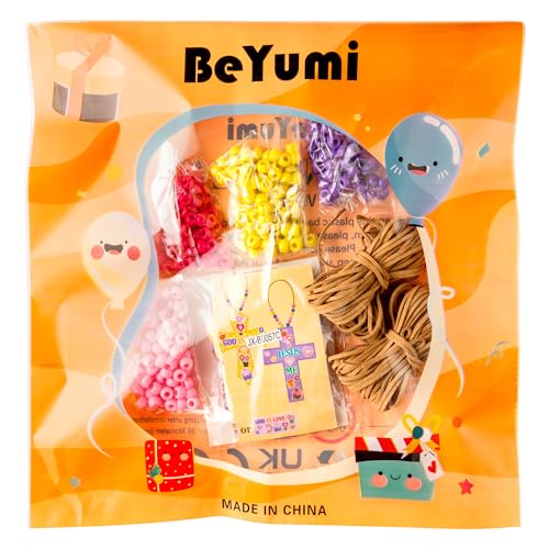 BeYumi Religious Cross Necklace Craft - 28Pcs God is Love Religious Craft Kit DIY Sticker Cross and Beads Necklace Christian Jusus Love Me Decor Woman Party Activities - style: Valentine
