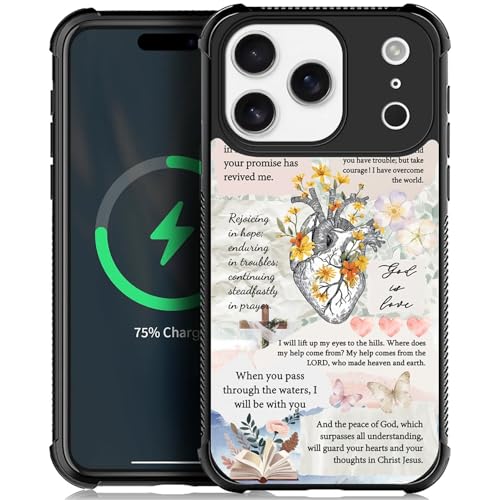for iPhone 17 Pro/iPhone 18 Pro Case | Compatible with MagSafe | Classic Slim Cover Design | Bible Verses Heart - color: Bible Verses Heart, size: iPhone 17 Pro/iPhone 18 Pro