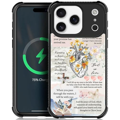 for iPhone 17 Pro/iPhone 18 Pro Case | Compatible with MagSafe | Classic Slim Cover Design | Bible Verses Heart - color: Bible Verses Heart, size: iPhone 17 Pro/iPhone 18 Pro