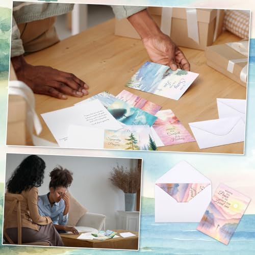 Motiskyy 36 Pcs Christian Sympathy Cards with Envelopes, Watercolor Designs