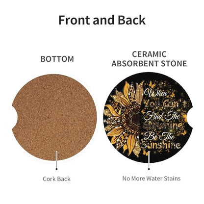 Be The Sunshine Car Cup Holder Coasters 2 Pack 2.63" for Women - color: Gold
