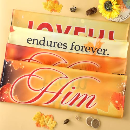 4Pcs Church Banners for Sanctuary Wall Welcome Inspirational Religious Hanging Backdrop Thanksgiving Fall Maple Leaves Pumpkins Church Banner Scripture Bible Verse Banner for Holiday School Decor - style: Give Thanks Fall