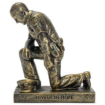 Dicksons Joyful in Hope Praying Police Officer 5 inch Gold Resin Stone Table Top Figurine - style: Joyful In Hope Praying Police Officer