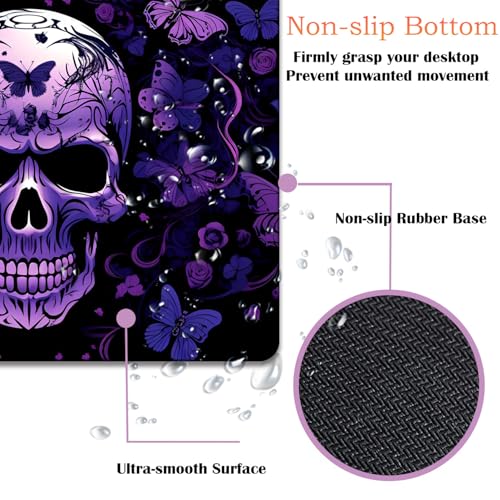 Mouse Pad 9.4"x7.9" + Wrist Support Pad + Embroidered Cup Pad Non-Slip Set, Ergonomic Mouse Wrist Support Pad, Suitable for Office/Gaming/Home Use, Skull Butterfly - color: Skull Butterfly