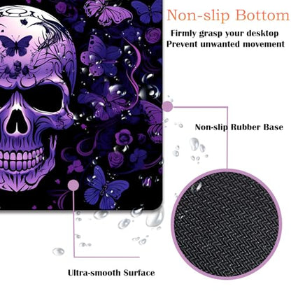 Mouse Pad 9.4"x7.9" + Wrist Support Pad + Embroidered Cup Pad Non-Slip Set, Ergonomic Mouse Wrist Support Pad, Suitable for Office/Gaming/Home Use, Skull Butterfly - color: Skull Butterfly