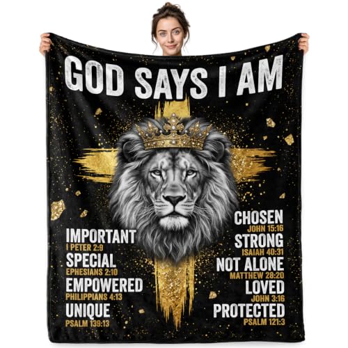 Jekeno Religious Lion Gifts Blanket Christian Verse Throw Blanket - color: Lion, size: 50x60 Inch