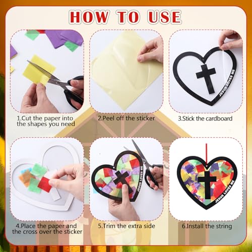 Motipuns 32 Sets Heart Suncatcher Craft, Christian VBS Sunday School - style: Heart