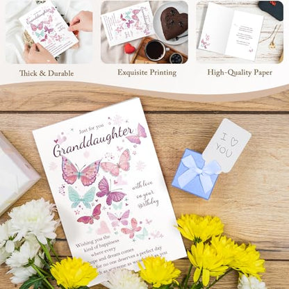Qiliji Happy Birthday Card for Granddaughter, Granddaughter Birthday Card from Grandpa Grandma, Bday Cards Gifts for Granddaughters from Grandparents - color: Granddaughter Birthday