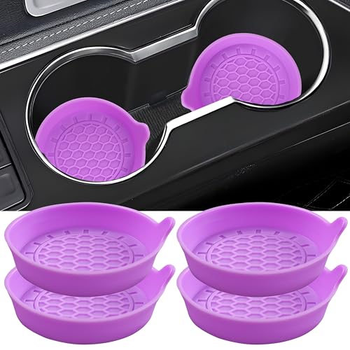Amooca 4-Pack Spill-Proof Cup Coasters Non-Slip Car Cup Holder Inserts - color: Purple, size: 4 pack