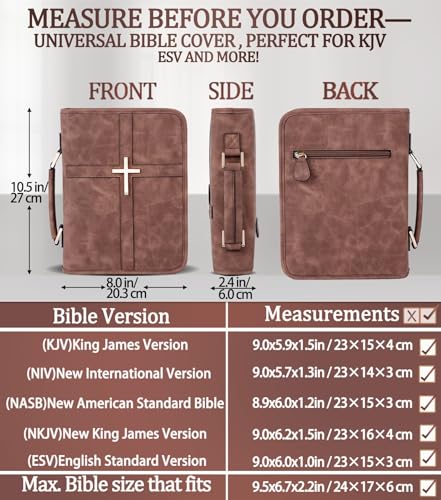 Vegan Leather Bible Cover Case, Bible Bag for Men Women, Gift Box Packaging - color: Brown