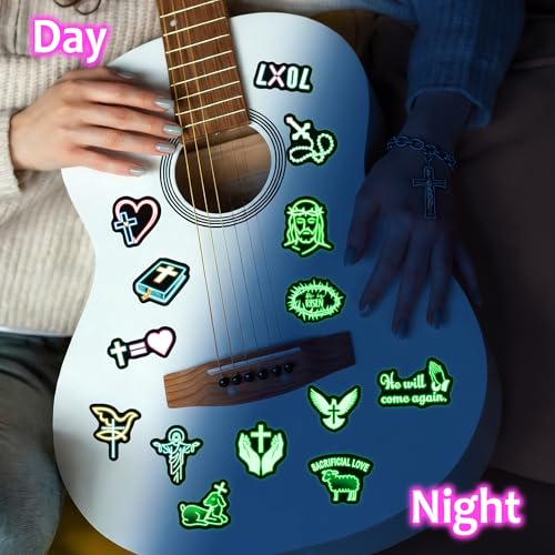 50 Pcs Glow in The Dark Neon Christ Bible Water Bottle Stickers - color: Luminescent-480kscp