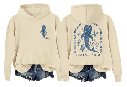Christian Hoodie for women Whale Shark Beach Ocean Seaside Hoodies - color: Creamy Yellow, size: Small
