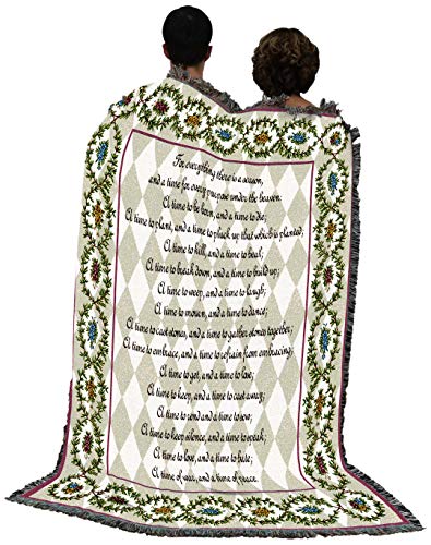Pure Country Weavers Every Season Blanket - Scriptures Ecclesiastes 3:1-8 - Religious Gift Tapestry Throw Woven from Cotton - Made in the USA (72x54) - color: Ecclesiastes 3:1-8, size: 72" x 54"