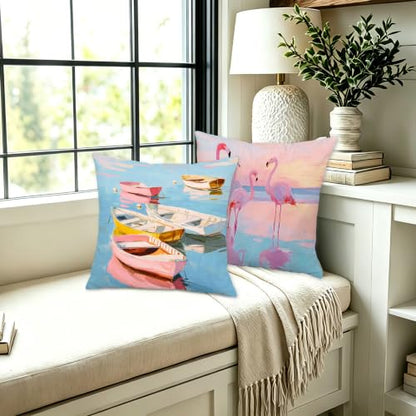 Pastel Nautical Ocean Throw Pillow Covers 18x18 Set of 2 - color: Colour -Dd