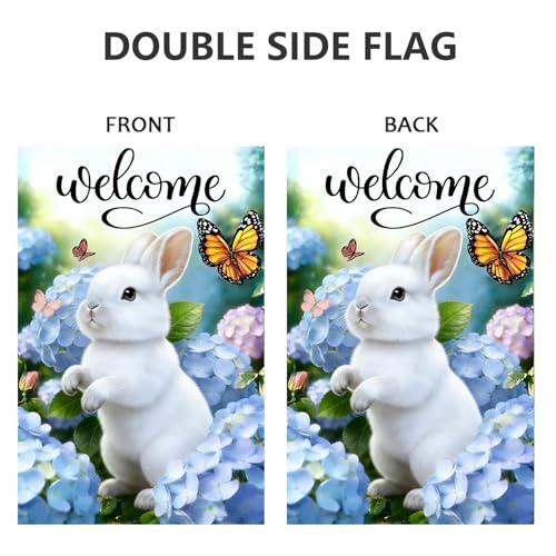Spring Summer Bunny Welcome Garden Flag 12x18 Double Sided Burlap - color: Spring 12x18 Inch, size: 12x18 Inches