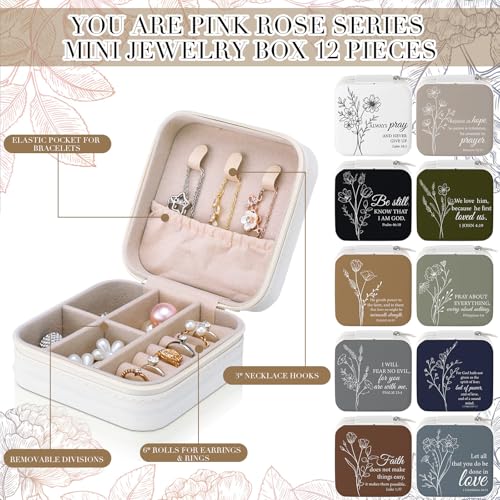 Tondiamo 10 Pcs Christian Gift for Women Religious Jewelry Case Travel Bulk - color: Boho Christian