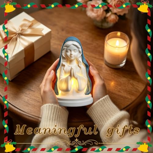 Birthday Gifts for Mom,5" Blessed Mother Mary Praying Lamp - color: Pray