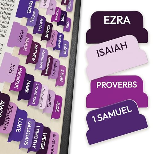90 Christian Bible Tabs for Women, Kids & Teen Girls - Purple - color: Purple