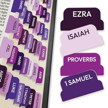 90 Christian Bible Tabs for Women, Kids & Teen Girls - Purple - color: Purple