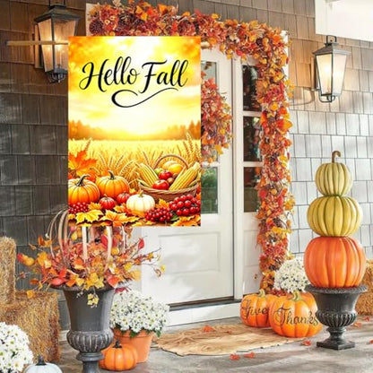 Large Thanksgiving Fall House Flags for Outside 28x40 Double Sided - color: Harvest, size: 28x40 Inches