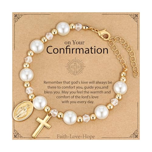 Virgin Mary Cross Bracelet for Girls Granddaughter Christian Jewelry Gift - style: Confirmation
